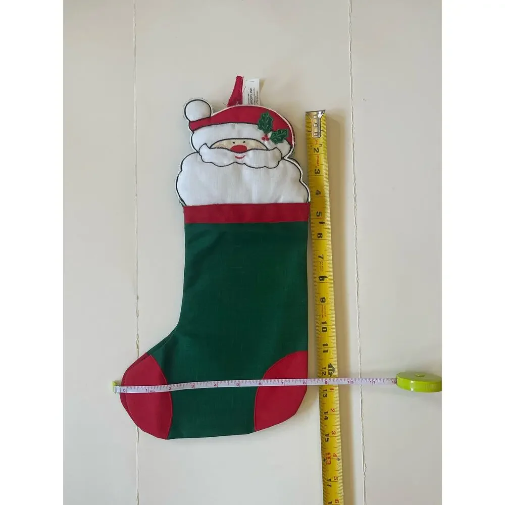 Set of 2 Vintage Christmas Santa Claus Stockings WC imports